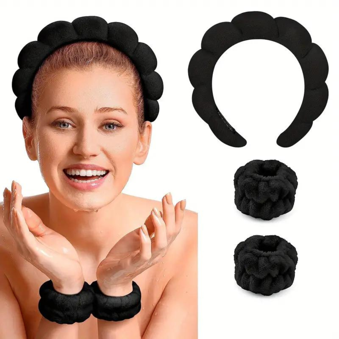 Black Bubble Headband & Wristbands